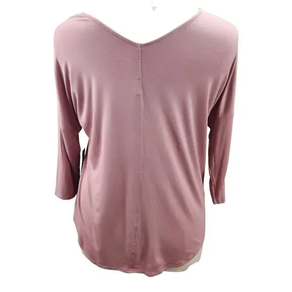 NWT Tahari Women’s Knit Top XL Pink V-Neck 3/4 Sleeve Stretch Pullover Casual - Picture 4 of 11